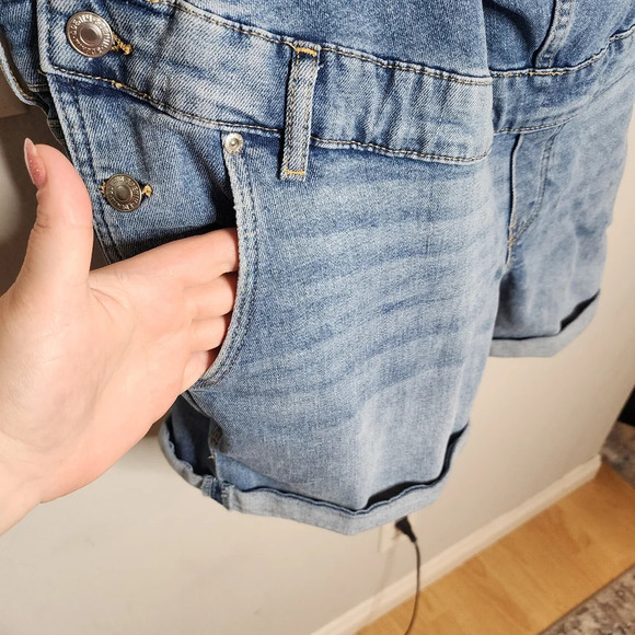 H&M Maternity Denim Overall Shorts Shortalls Women's size XXL Medium Wash - Picture 4 of 16